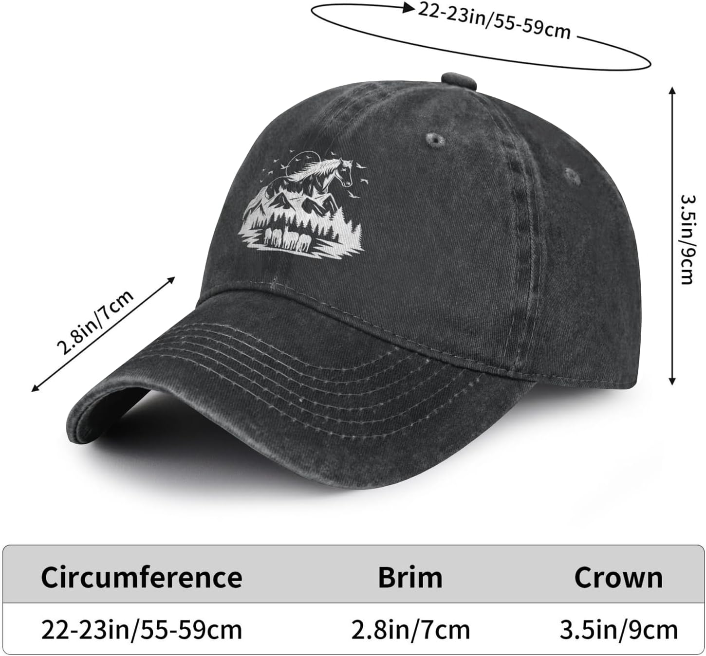 Women's Running Horse Hat for Horse Lover - Adjustable Vintage Distressed Washed Baseball Cap for Men Women - Image 5