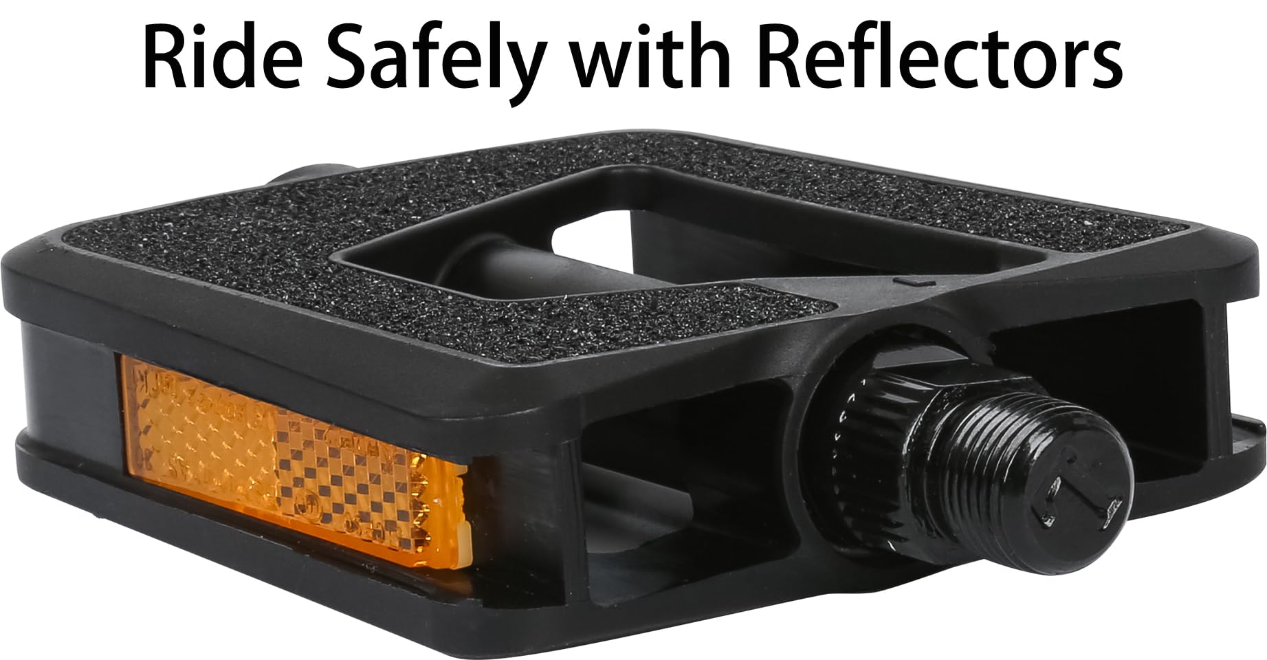 City Road Bike Pedals, Engineering Plastics with Reflector, E- Bike Universal Fit Bicycle Flat Platform Pedal 9/16
