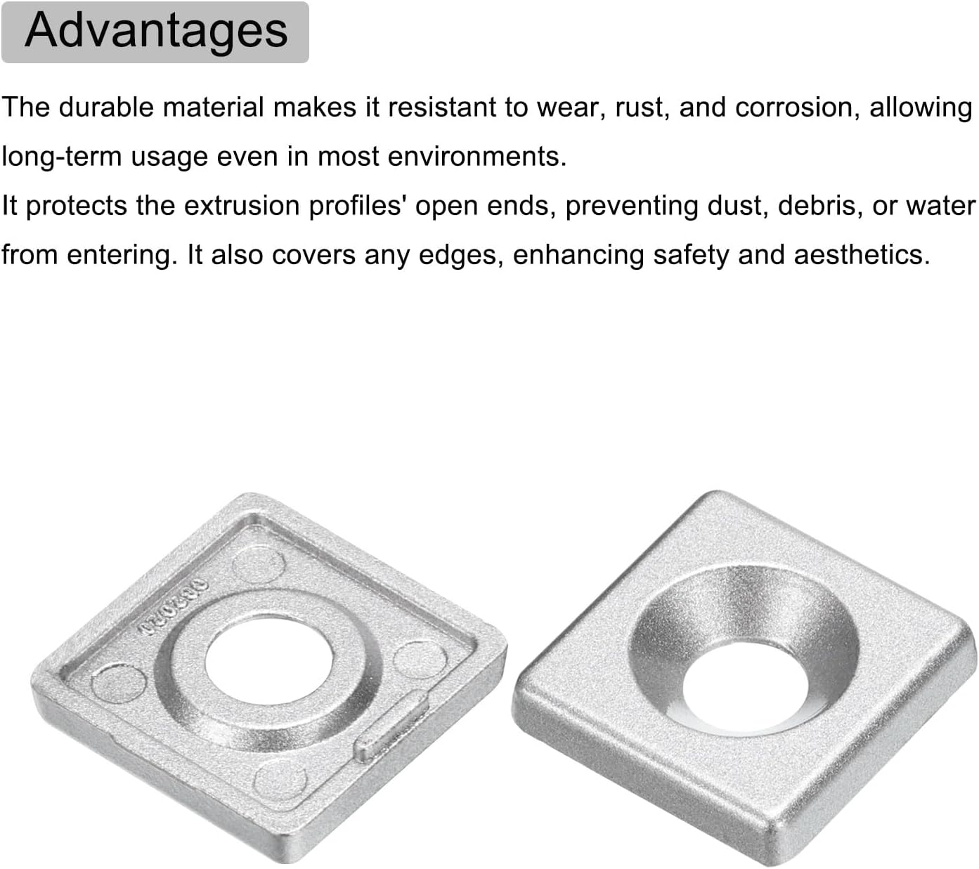 MECCANIXITY 10Pcs 2020 EU Standard T-Slot 7mm Hole Dia Aluminum Extrusion End Cap 20x20mm Silver for Fish Tank Rack, Storage Rack with Push-in Fastener