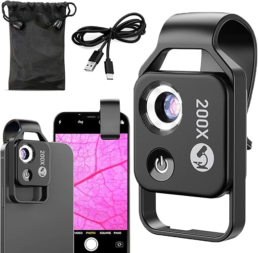 Microscope De Poche Nanozoom X200 Pour IPhone - Grossissement 200x, Objectif Nano-zoom