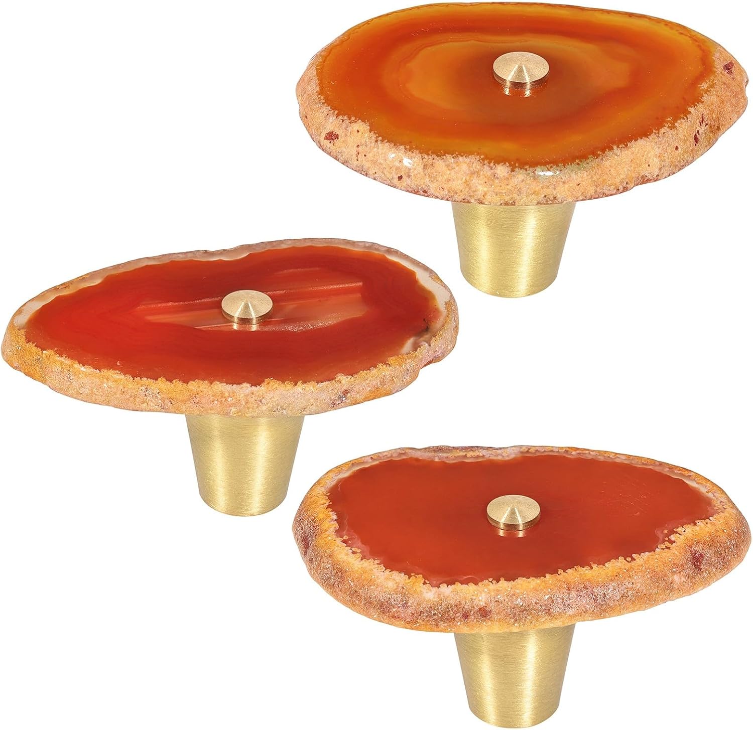 Pack of 4 Agate Slice Stone Knobs with Screws, Irregular Geode Agate Cabinet Pulls Handles for Home Kitchen Decoration, Red