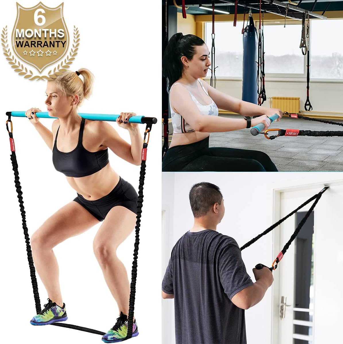 LIVEPRO Portable Pilates Bar Kit with Resistance Bands, Home Gym Exercise Latex Straps Set with Handles Door Anchor, Full Body Workout Equipment Yoga Pull Up Bands Stick : Sports & Outdoors