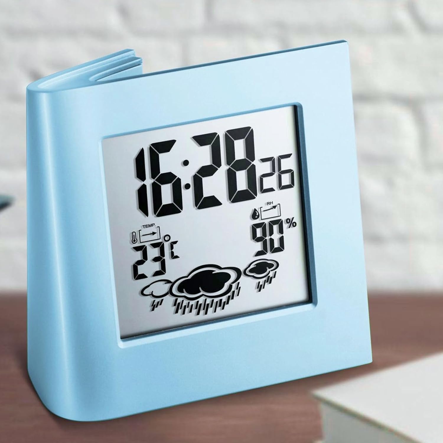 VGEBY Digital Alarm Clock,Solar Battery Dual Energy Alarm Clock Weather Forecast Temperature Humidity Alarm Clock