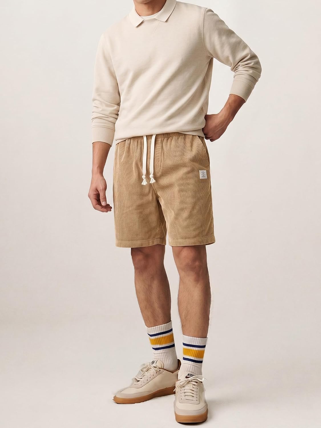 HOTake Men's Casual Corduroy Shorts 7 Inch Summer Beach Shorts