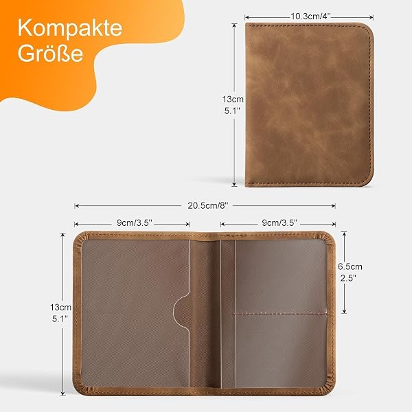 CoBak Kfz Zulassungs Fahrzeugschein Hülle und Versicherungshalter – Magnetverschluss Auto Organizer für das Handschuhfach im, Zubehörtasche für wichtige Dokumente Karten(Braun) - 4