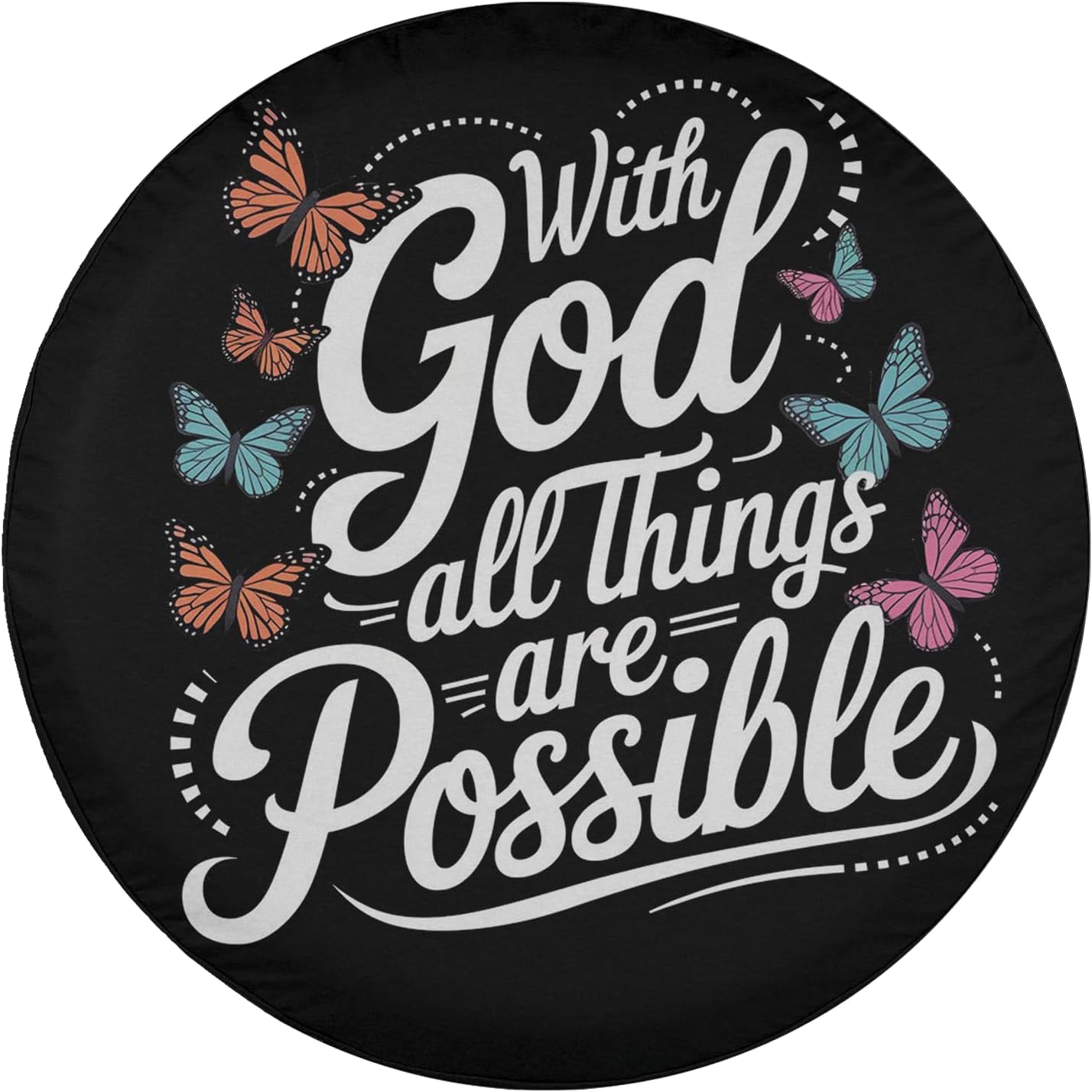 ThuhaTree Store Floral Jesus Christian Spare Tire Cover with/Without Backup Camera Hole – Religious Theme Spare Tire Cover