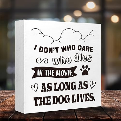 Miniatura 4 de LVQHI Letrero decorativo con diseño de huellas de perro con texto en inglés "I Funny Pet Dog Footprint", "Don't Who Care Who Dies in the Movie As