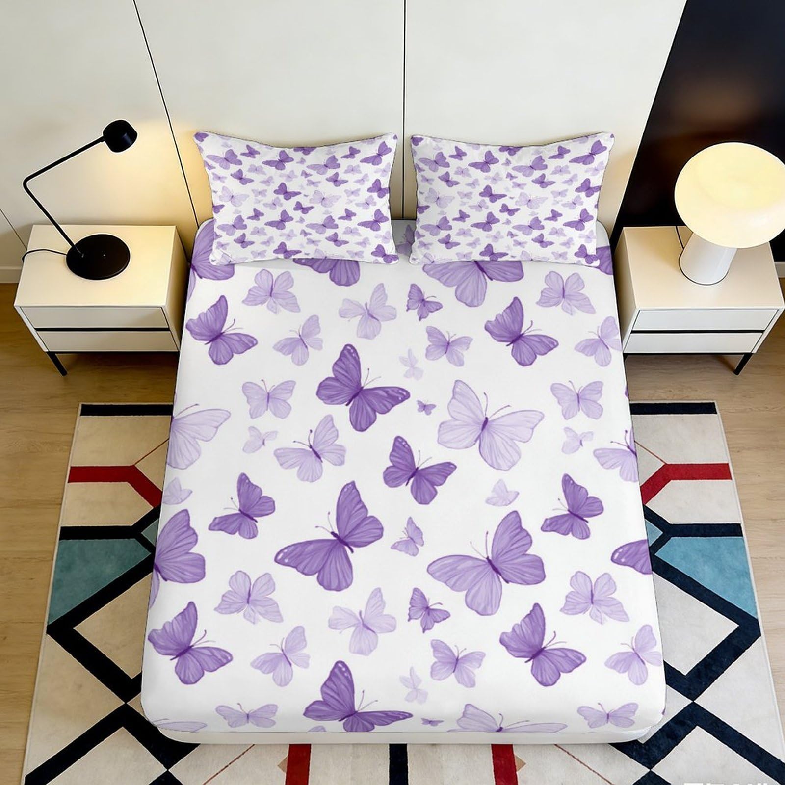 3D Printed Horse Pattern Fitted Sheet Microfiber Deep Pocket Non-Slip Bedroom Horse Mattress Fitted Cover Full Wrap 160x200x25cm