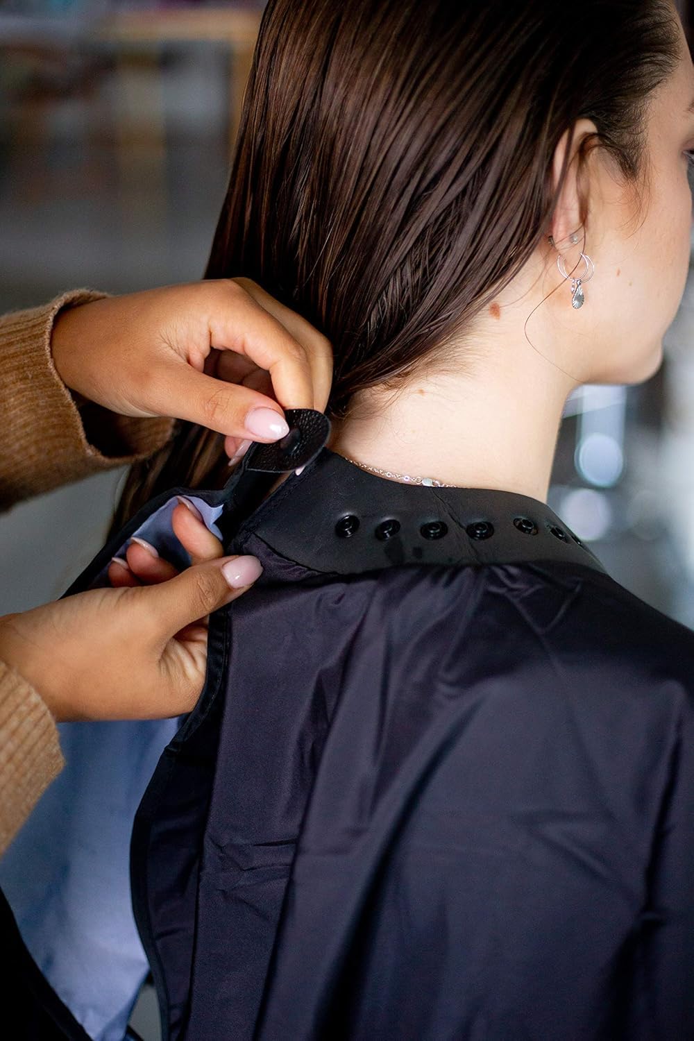 FRAMAR Mantello da barbiere - Mantello da taglio per capelli con chiusura a pressione e collo gommato