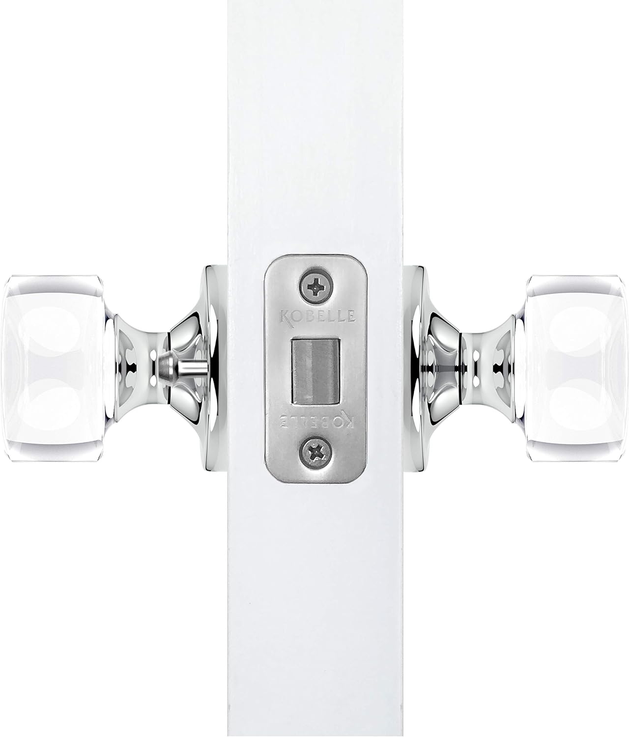 (6 Pack) Privacy Round Crystal Door Knobs Chrome Round Rosette