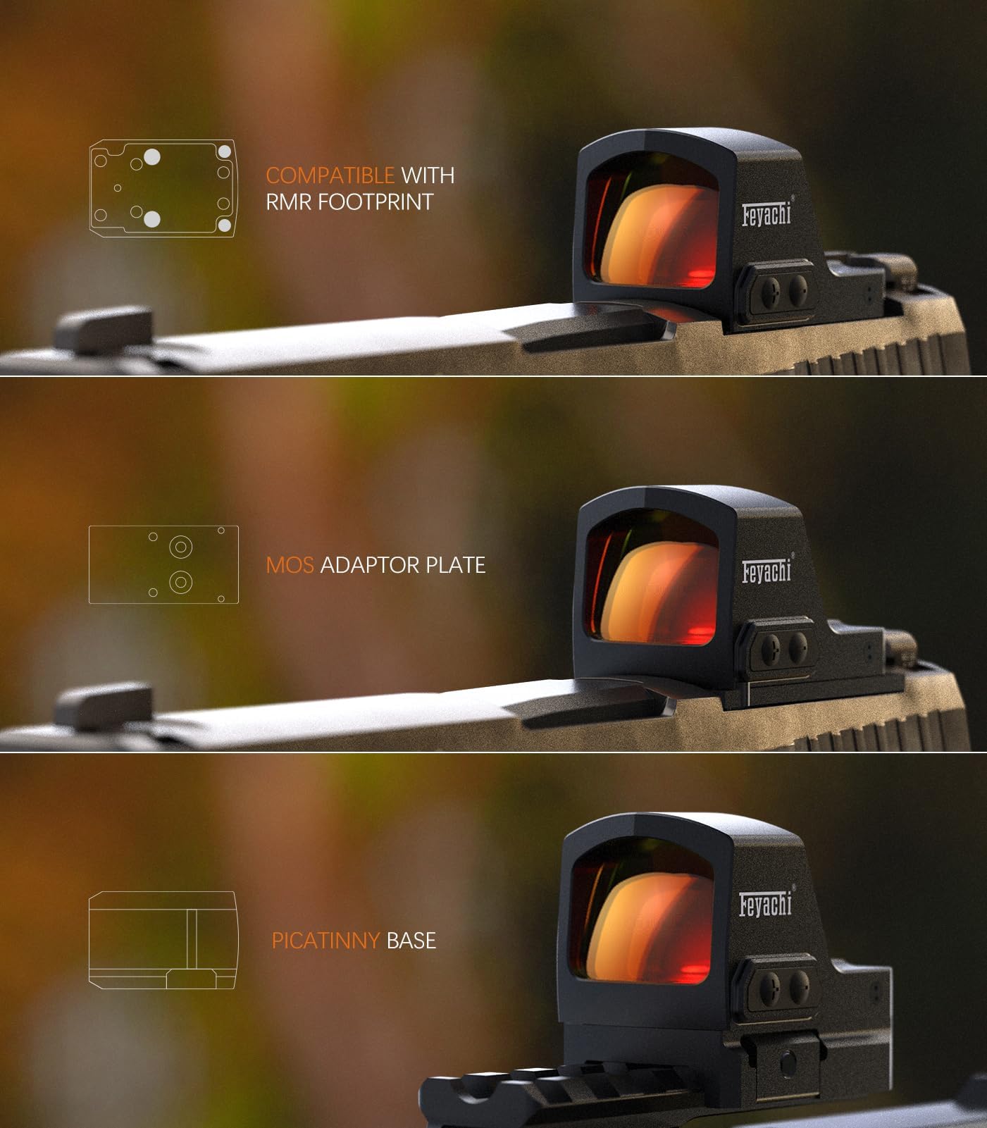 Feyachi RDS-57 2 MOA Red Dot Visier für Pistole, Handgun Rotpunktvisier Zielfernrohr Mini Visier für Picatinny-Montage