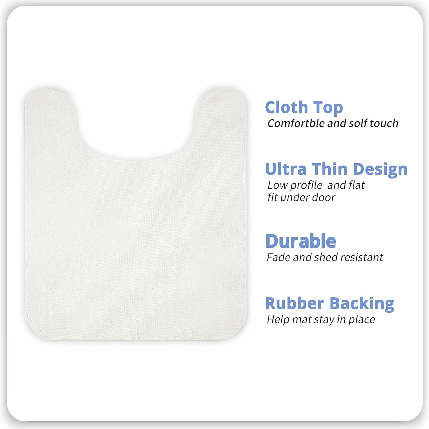 Toilet Rugs U Shaped Bathroom Rug,Machine Washable Non Slip Quick Dry Super Absorbent Ultra Thin Toilet Mats for Bathroom Toilet.Cream,1'8"x2'(20x24inch) - Image 2