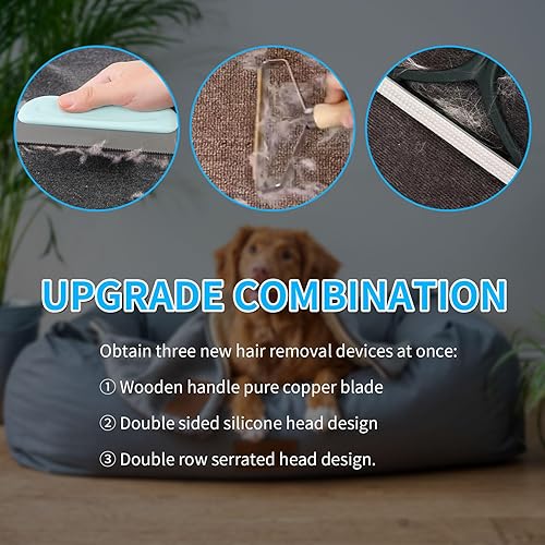 Miniatura 5 de Removedor de pelo de mascotas para sofá, 4 unidades de removedor de pelo de gato, removedor de pelo de perro para sofá, limpiador de pelusa