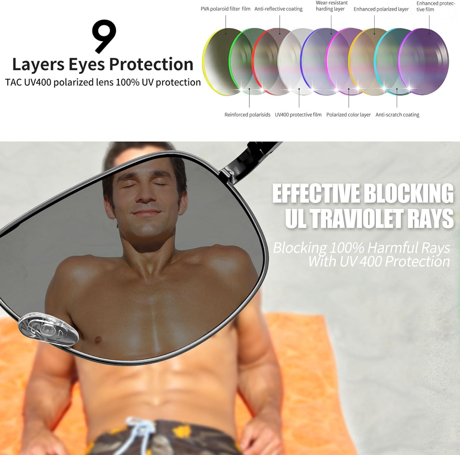 Joopin Polarized Metal Aviation Sunglasses Men, Classic Military Sun Glasses Women, Rectangle Shades UV400 Protection Costume - Image 4