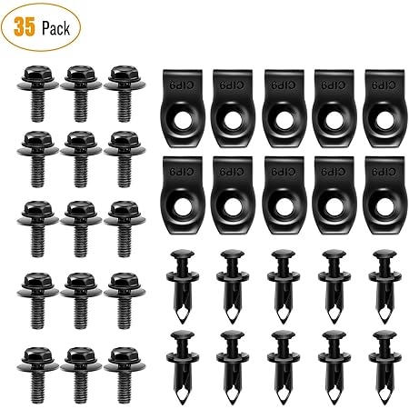 GOOACC GRC-70 35PCS Engine Under Cover Splash Shield Guard Body Bolts Bumper Fender Liner Push Retainer Fastener Rivet Clips