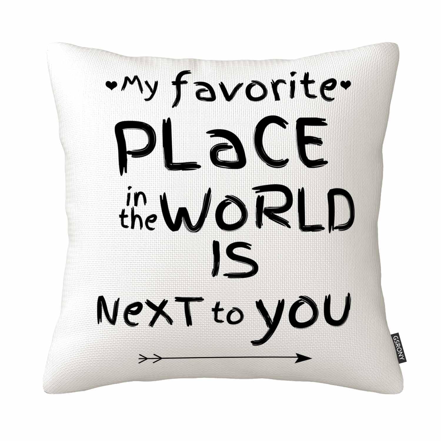 Gsrony White Love Style Throw Pillow Covers Inspirational Sweet Love Quote Print Cushion Pillow Case Home Decor Pillowcase 18X18 Inches