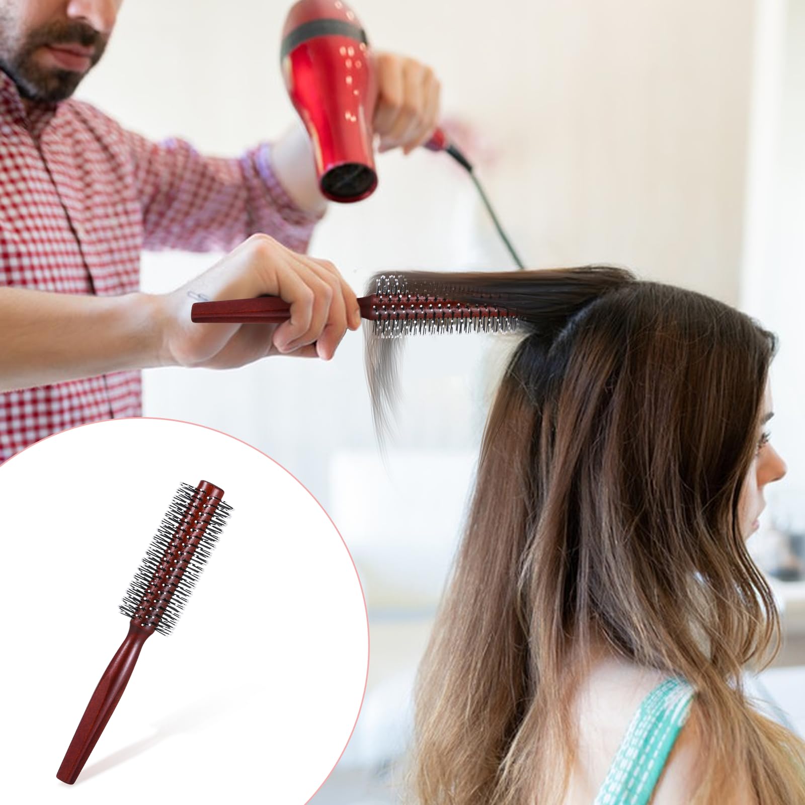 Small Round Brush for Short Hair Round Brush for Blow Drying Styling Curling Heat Resistant Nylon Spherical Comb Teeth Styling Brushes Portable Travel Size Circular Hairbrush for Women and Men - Image 4