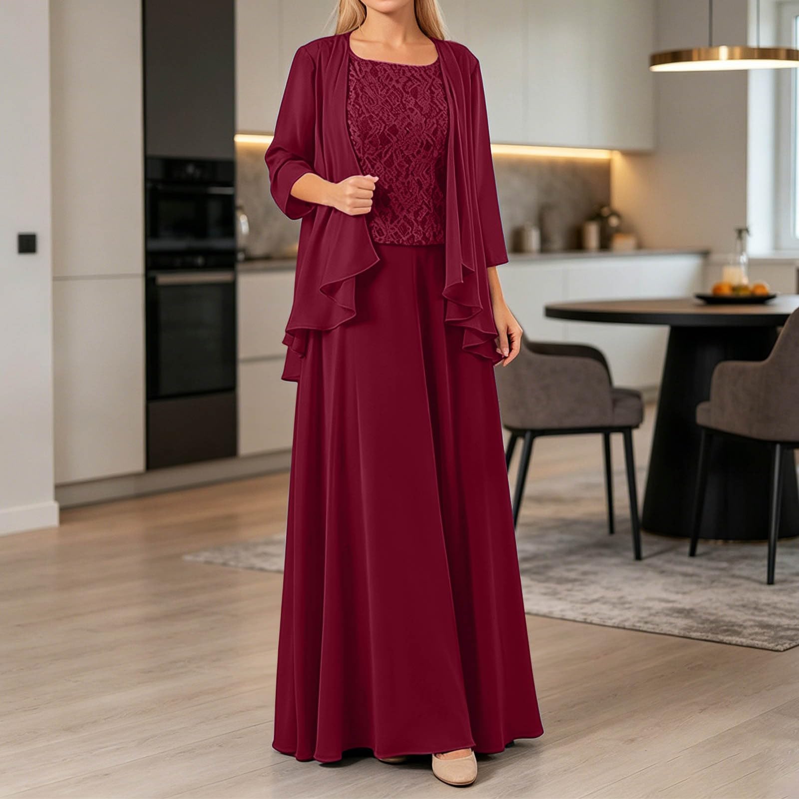Elegante Completo a Tre Pezzi con Gonna Lunga per Occasioni Formali, Abito Snellente Perfetto per Feste e Balli di fine Anno.