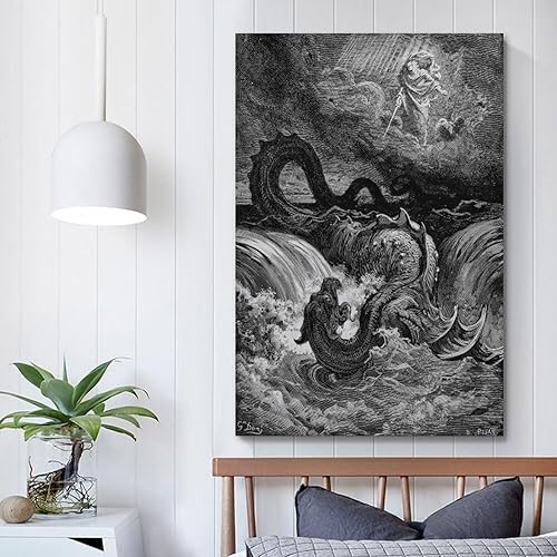 Miniatura 5 de Gustave Doré - Póster de arte famoso de La destrucción de Leviatán, pintura de pared, lienzo para regalo, impresiones de sala de estar, decoración