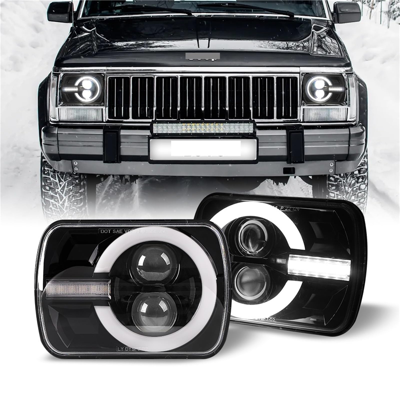 Zestaw reflektorów Reflektory Do Wrangler YJ Do Cherokee H6014 H6052 H6054 H4 reflektor 2 szt. Reflektory 7X6 5X7(A)