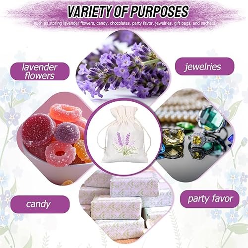 Miniatura 9 de HOLIDYOYO 10 bolsas de algodón, bolsas recargables de lavanda con cordón, 5.51 x 3.93 pulgadas, ideales para almacenamiento de armario, recuerdos de