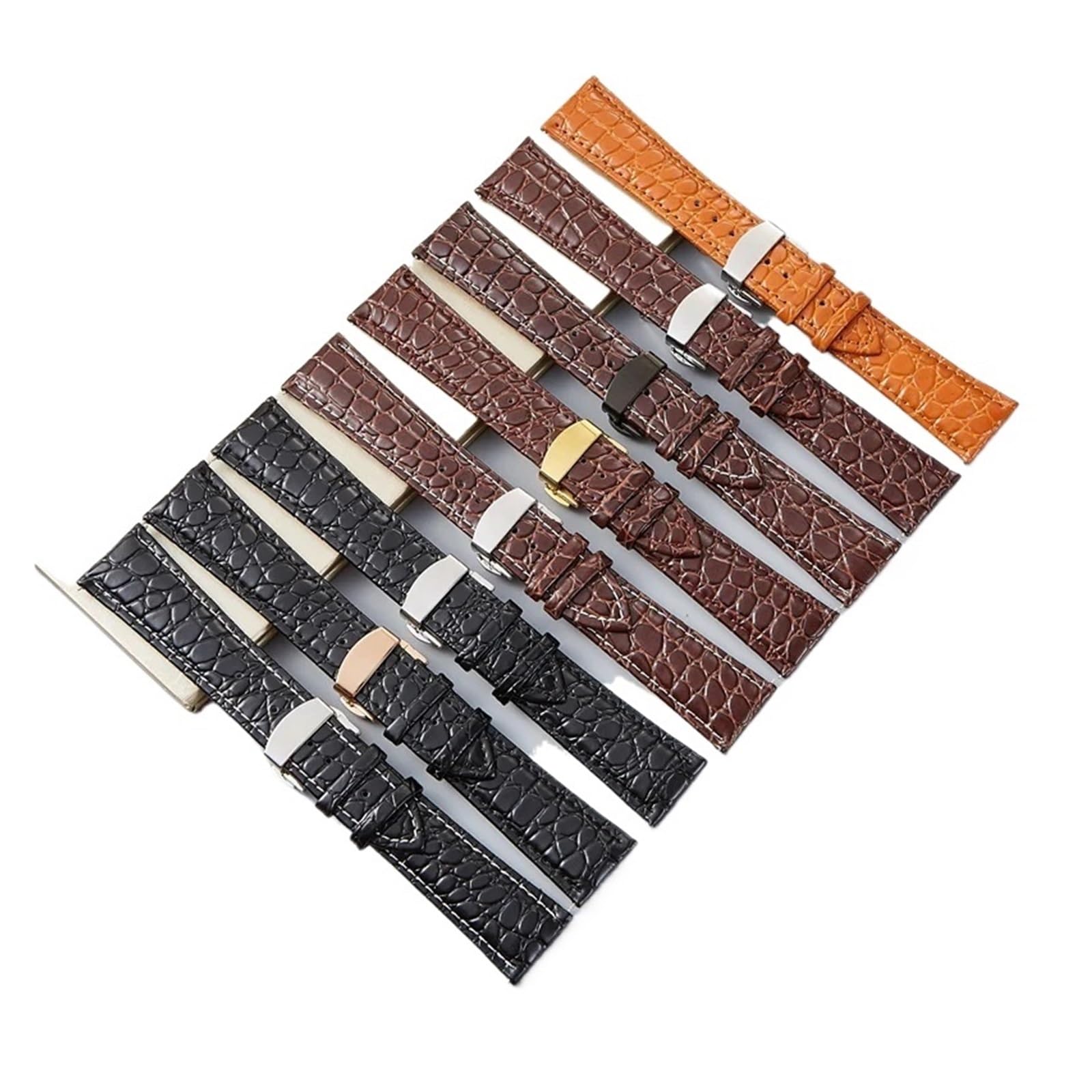 Correa de Reloj de Cuero con patrón para Hombre y Mujer, Correas de Repuesto de 18mm, 20mm, 22mm y 24mm, Accesorios para Reloj, Correas de muñeca