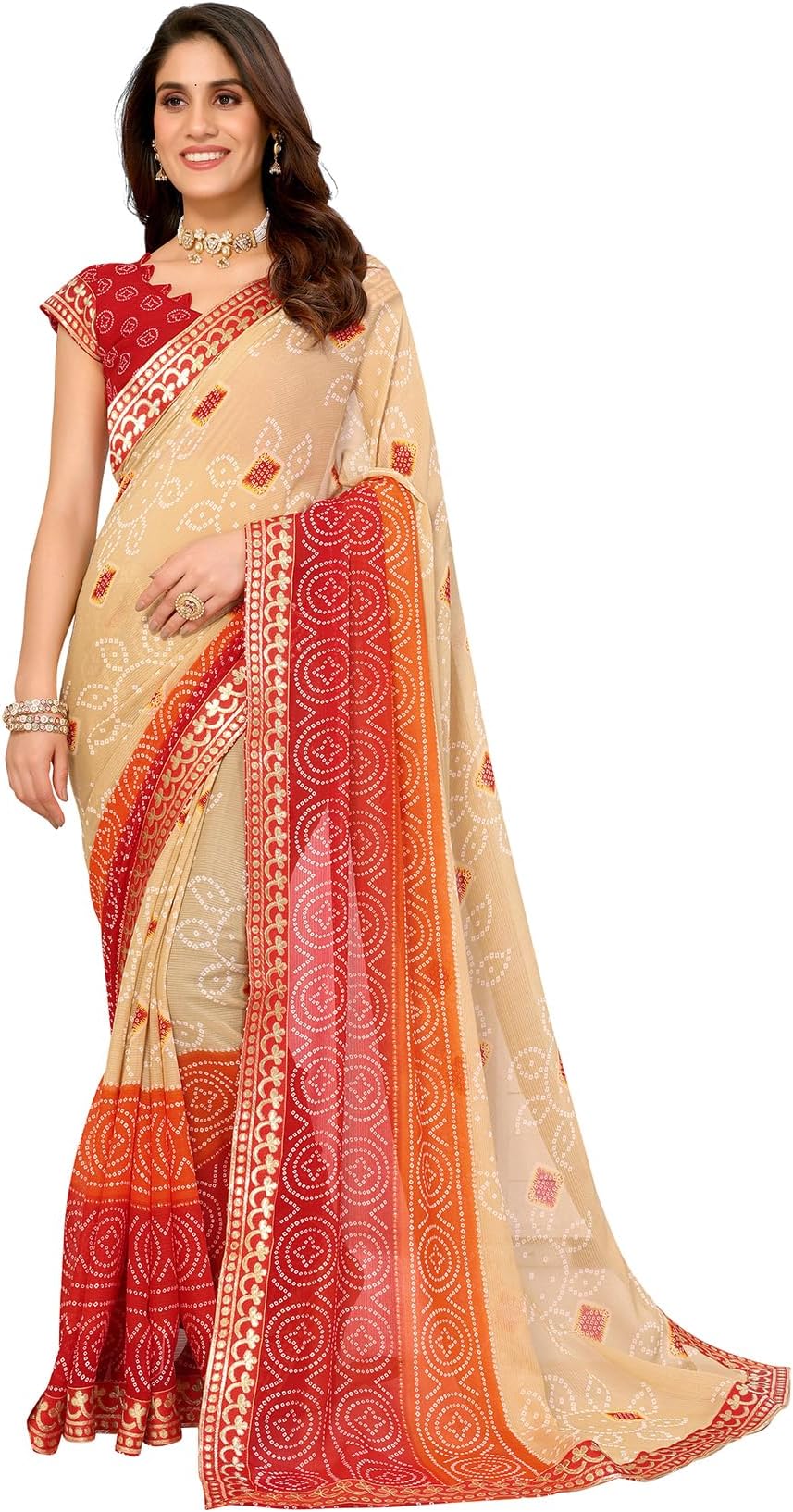 Yashika Women's Woven Latest Georgette Saree with Lace and Blouse Material