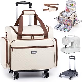 AMOIGEE Rolling Sewing Machine Case with Wheels & Detachable Dolly