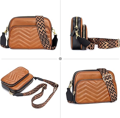 Miniatura 2 de Peacocktion Crossbody Bags for Women Travel Quilted Vegan Leather Small Cross Body Purses Shoulder Handbags with Wide Strap