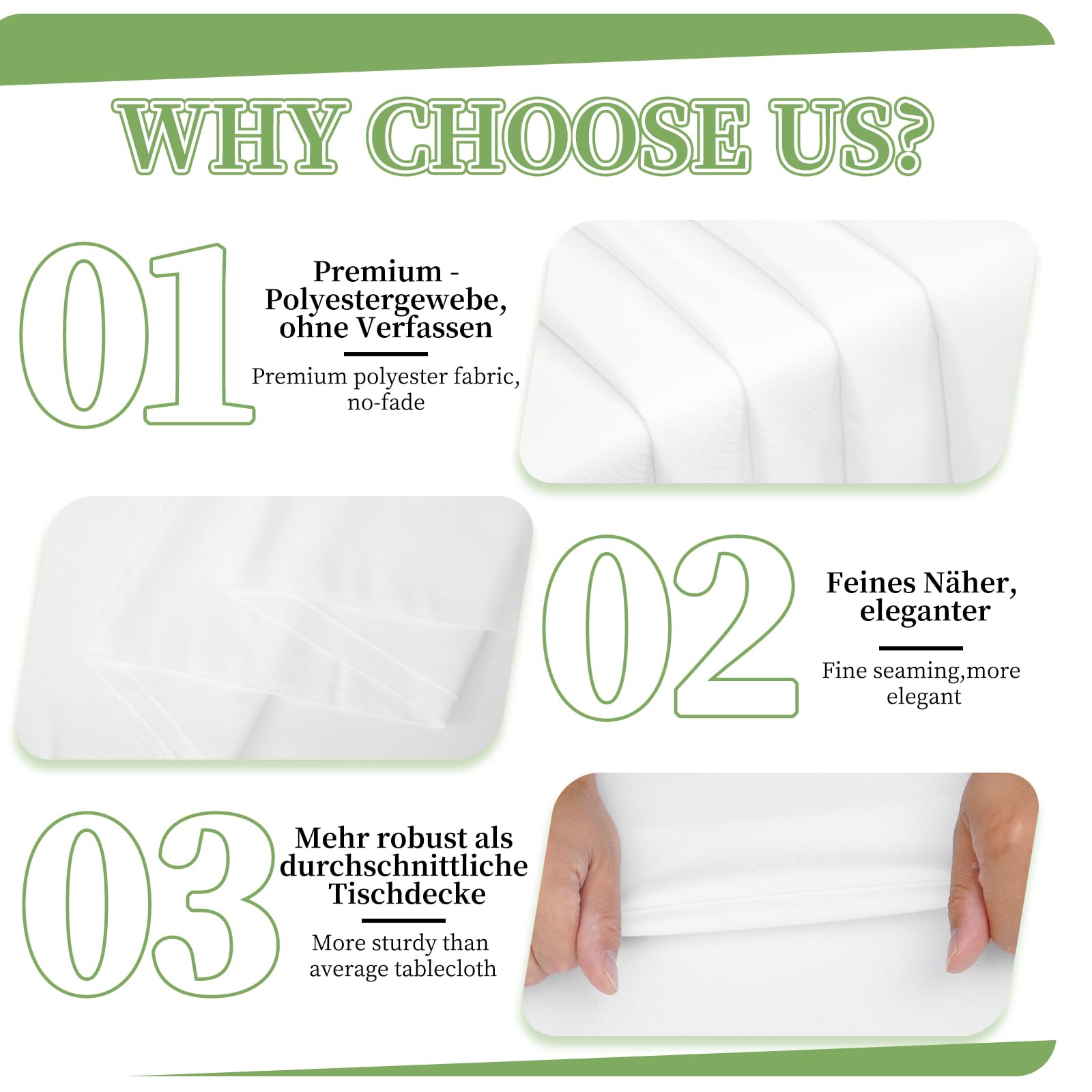 Pesonlook Paquete de 6 manteles de Mesa de Cerveza Blanca, 250 x 100 cm, Mantel Universal para Mesa de Cerveza de 50 cm y 70 cm, Mantel Rectangular de poliéster Lavable para Fiestas al Aire Libre | Mantel universal para mesa de cerveza de 50 cm y 70 cm, l