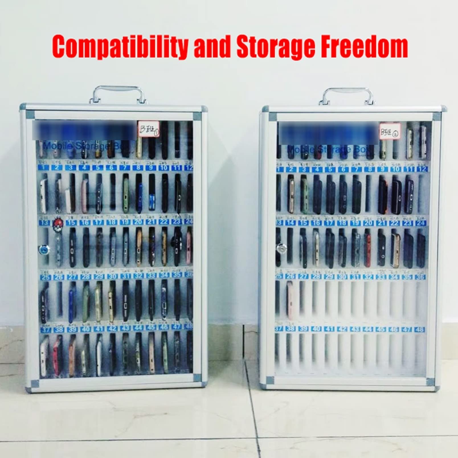 Cassaforte mobile trasparente per telefono con serratura per officina e impiegati, soluzione di archiviazione sicura a 36 slot per telefoni cellulari per uffici e luoghi di lavoro
