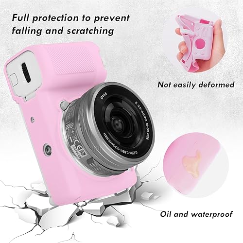 Miniatura 4 de Rieibi ZVE10 Caso, Funda Protectora De Silicona Suave Para Sony ZV-E10 ZVE10 Cámara, Cubierta De Goma Ligera Para Sony Alpha ZVE10 - Rosa