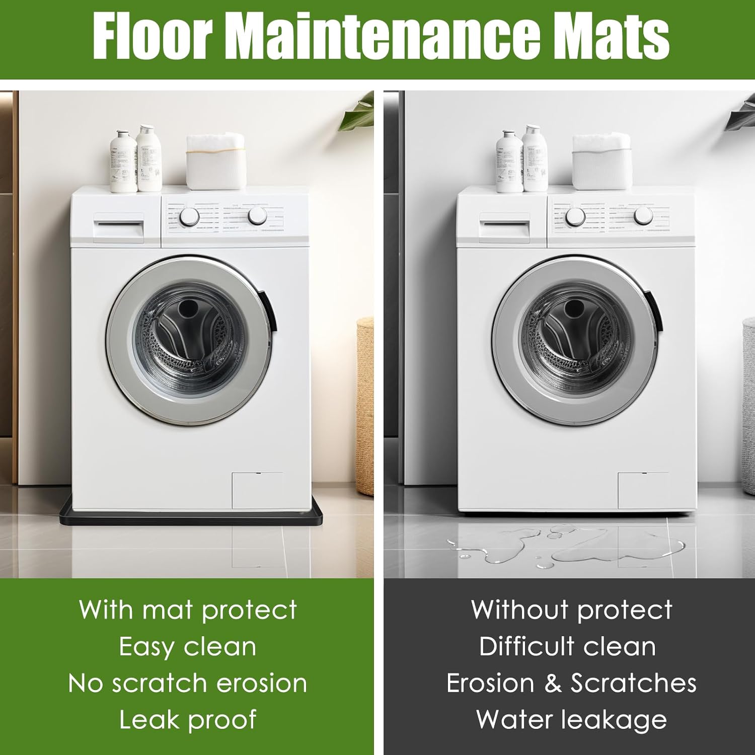 Chris.W 洗濯機排水パン 27x27インチ &ndash; 防水シリコンウォッシャートレイ 床保護 防振 滑り止めマット ウォッシャー下