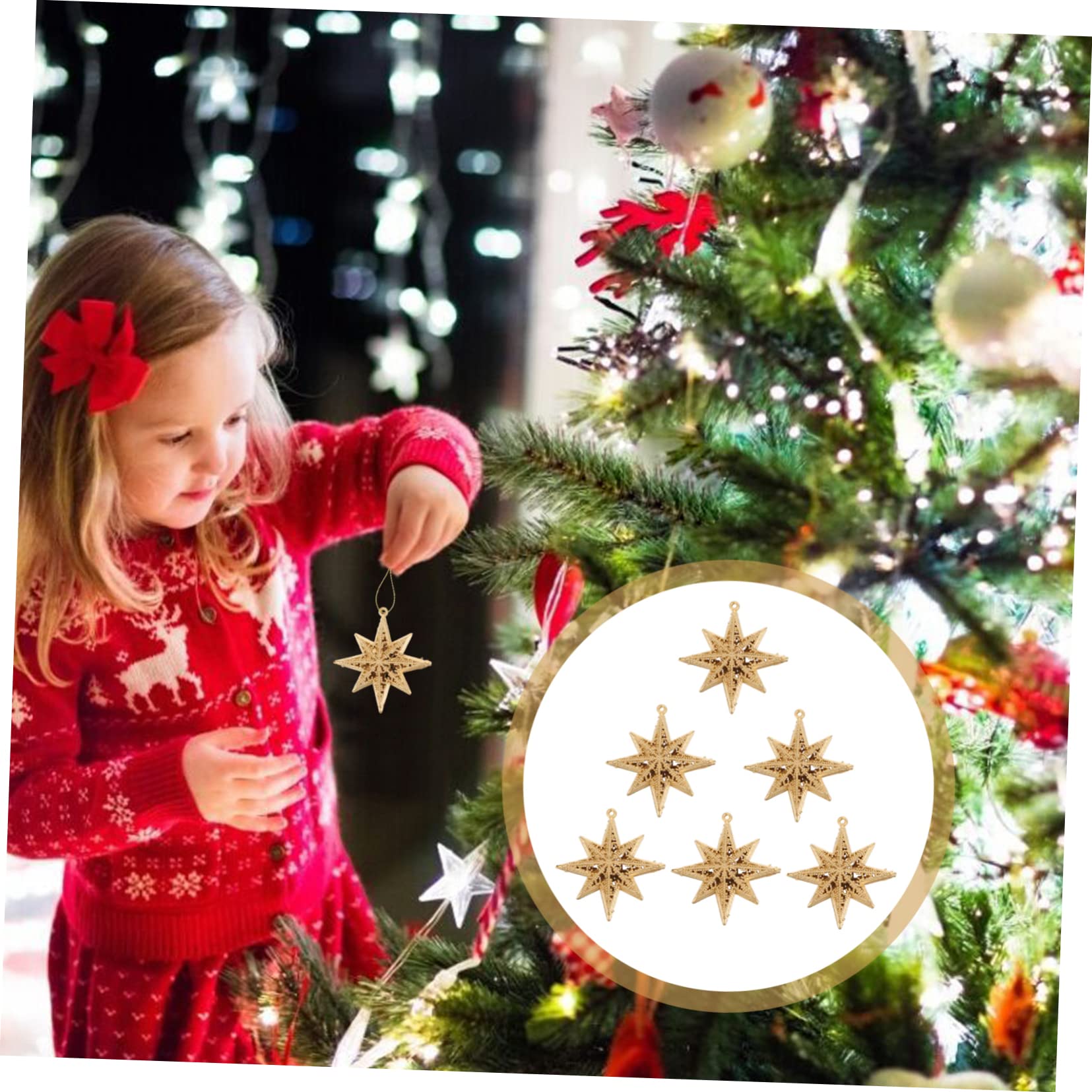 Alipis 5 Set Ciondolo Stella Dorata D'oro Ornamenti Di Natale Stella Decorazioni Da Appendere All'albero Di Natale Ciondolo Glitterata Peluche Stelle Plastica Golden 6 Pezzi * 5