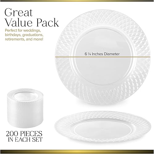 Miniatura 9 de Stock Your Home 100 platos de plástico blanco de alta calidad, platos desechables blancos de 6 pulgadas para pastel de boda, platos de postre de