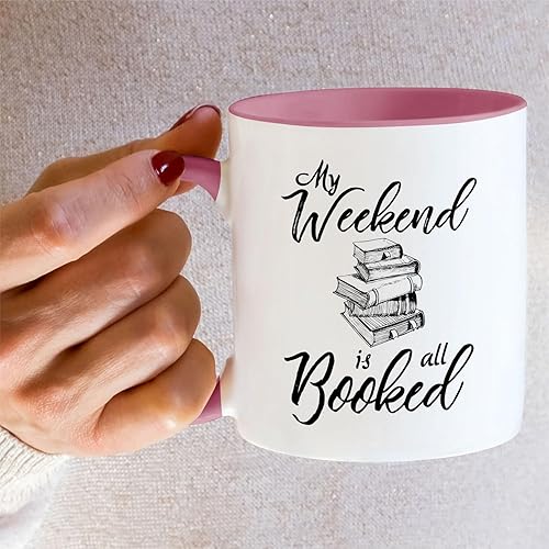 Miniatura 5 de Retreez Taza divertida  My Weekend is All Booked Book - Taza de café de cerámica de 11 onzas  Divertido, sarcasmo, sarcástico, motivacional,