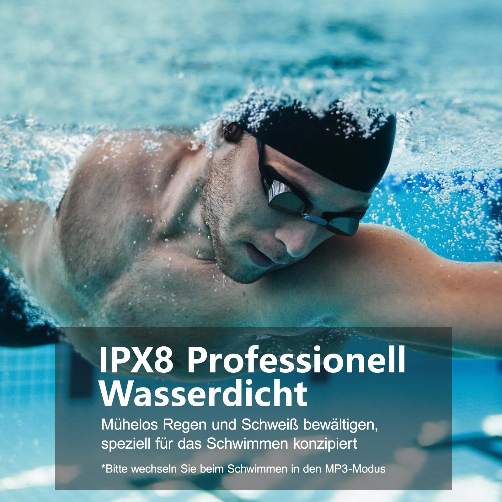 Casque Conduction Osseuse, Ecouteur Waterproof Natation Bluetooth 5.4, Mémoire MP3 32 Go Intégrée, Lecteur MP3 Étanche IPX8,Ecouteur Natation sans Fil pour Course à Pied,Natation,Cyclisme