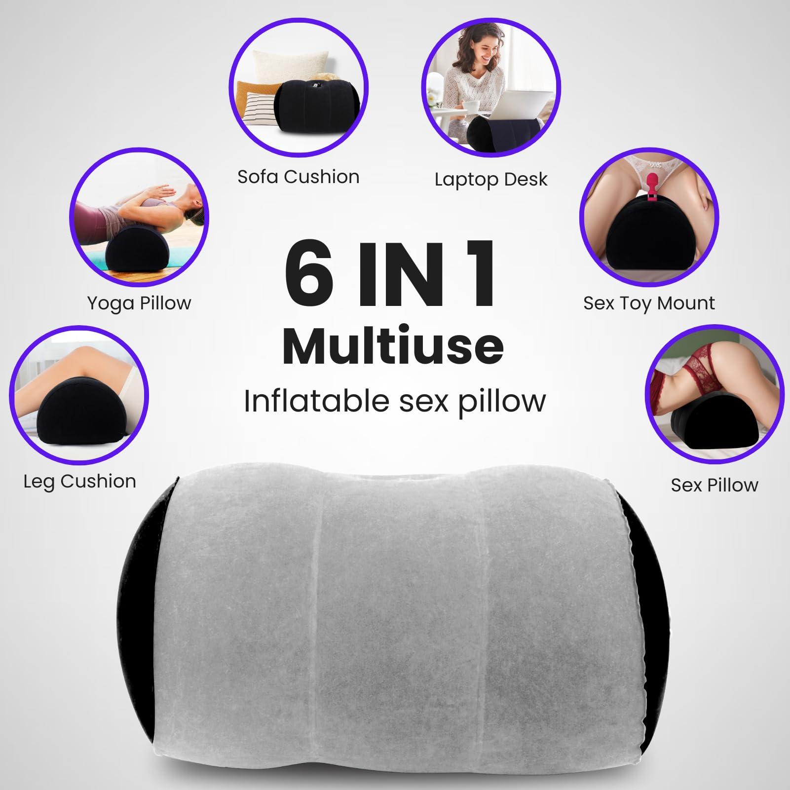 Dildo Mount Inflatable Sex Position Pillow for Adults Sex Furniture Sex Toys for Women Dildo Chair Sex Toy Mount Couples Women: Gray