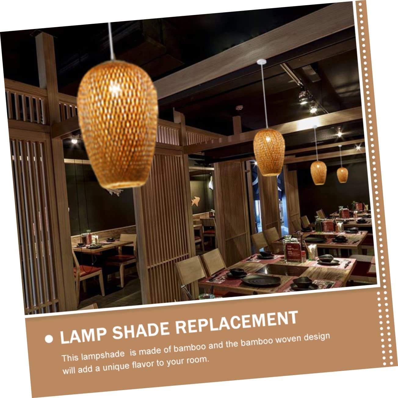 Uonlytech Woven Lamp Shade Rustic Style Lighting Cover for Zen Decor Homes Restaurants and Hotels Lampshade for Cozy Atmosphere