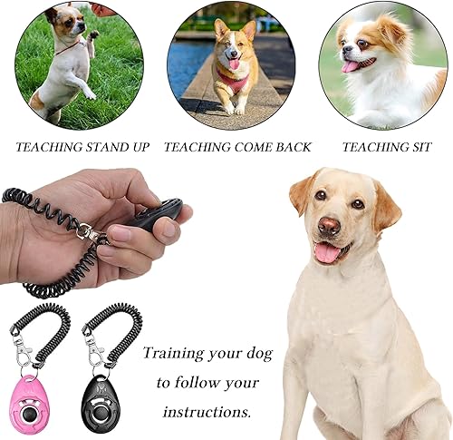 Miniatura 5 de STMK Bolsa de golosinas para perros, kit de entrenamiento de clicker para perros, bolsa de entrenamiento para perros para entrenamiento, 3 formas de