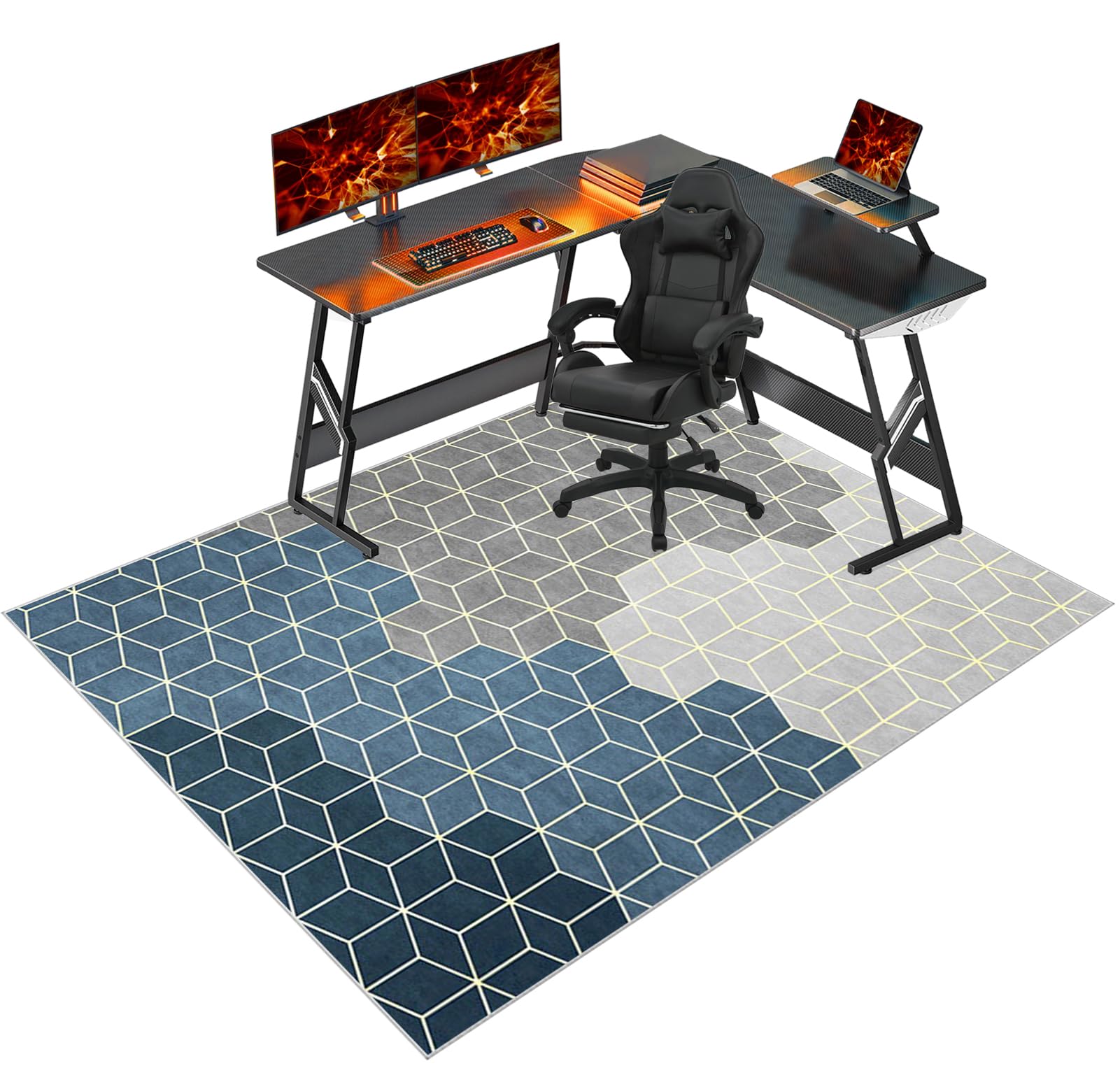 Heavy Duty Office Chair Mats for Carpeted Floor, Computer Floor Mat for Hardwood Floors, Large Anti-Slip Desk Chair Mat, Home Multi-Purpose Low-Pile Carpet, Rolling Chairs Glides Easily 140 x 160 cm