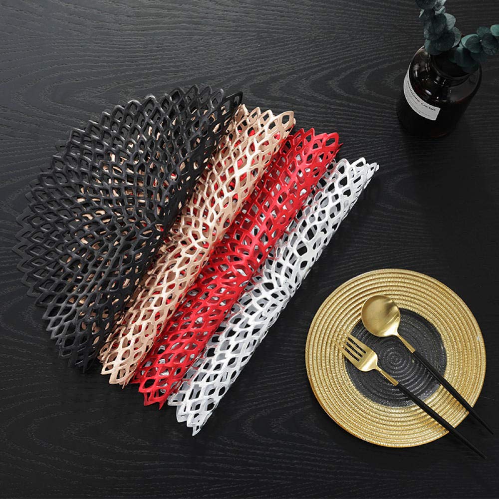 Lklnkvl 4 Colors Mixed Placemats, Table Mat Pvc Placemat Heat Insulation Household Anti-Scald Waterproof Creative Design Mat-(4 Colors Mixed)