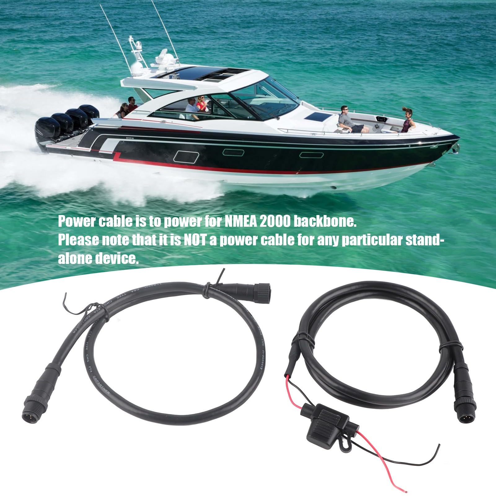 Per NMEA2000 Starter Kit, Marine per NMEA 2000 Starter Kit, Marine per NMEA 2000 Starter Kit Cavo di Alimentazione da 1 M con Fusibile Maschio Femmina Terminatore Connettore a T per Lowrance Networks