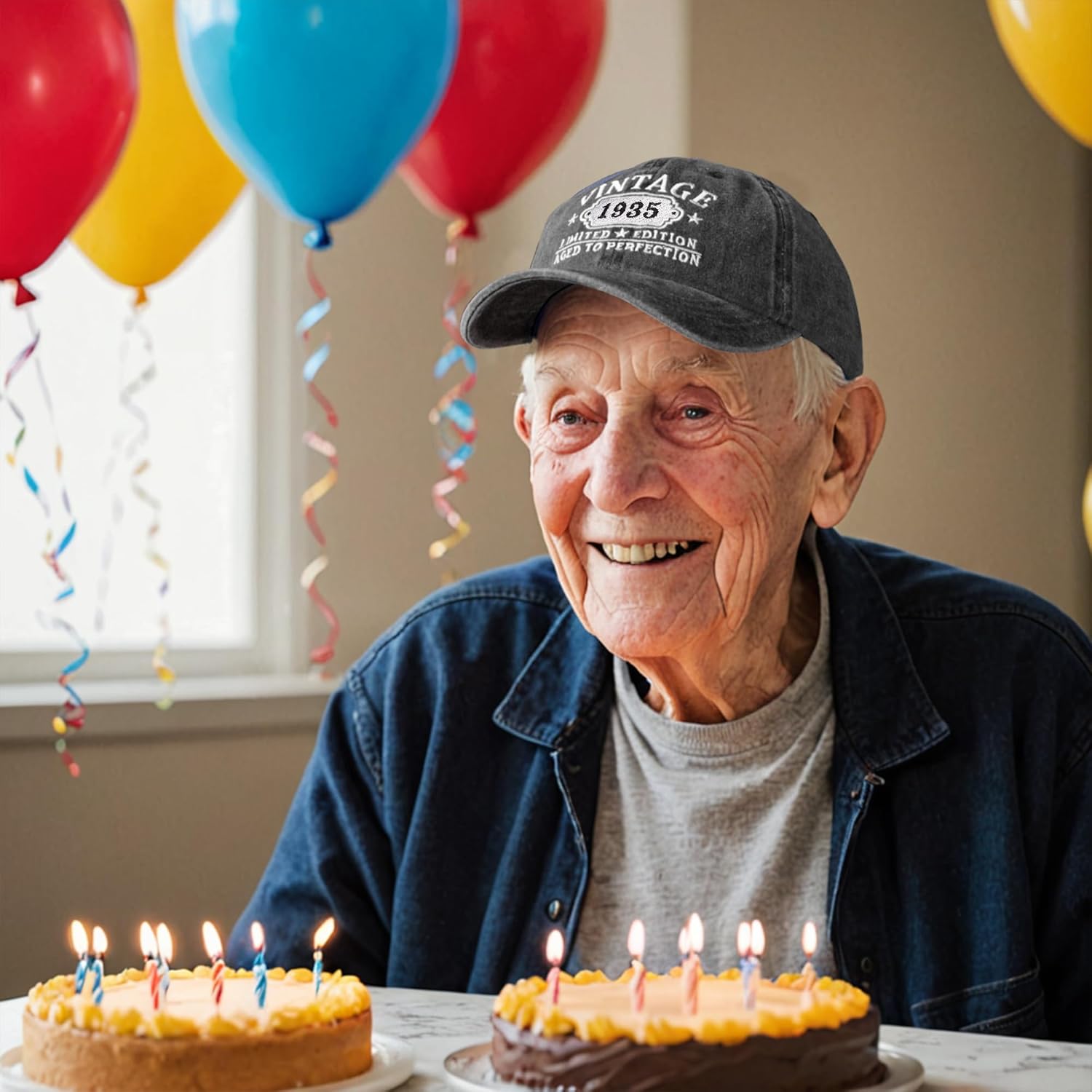 90th Birthday Gifts for Women Man Vintage 1935 Hat Embroidered Black Baseball Cap - Image 6
