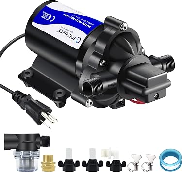 110V Fresh Water Circulating Pump 4GPM Pressure Increase Booster Pump 45 PSI Transfer Pump Self Priming on Demand Water Pump Diaphragm Pump Washdown Pump Inline Water Pump for Garden Hose...