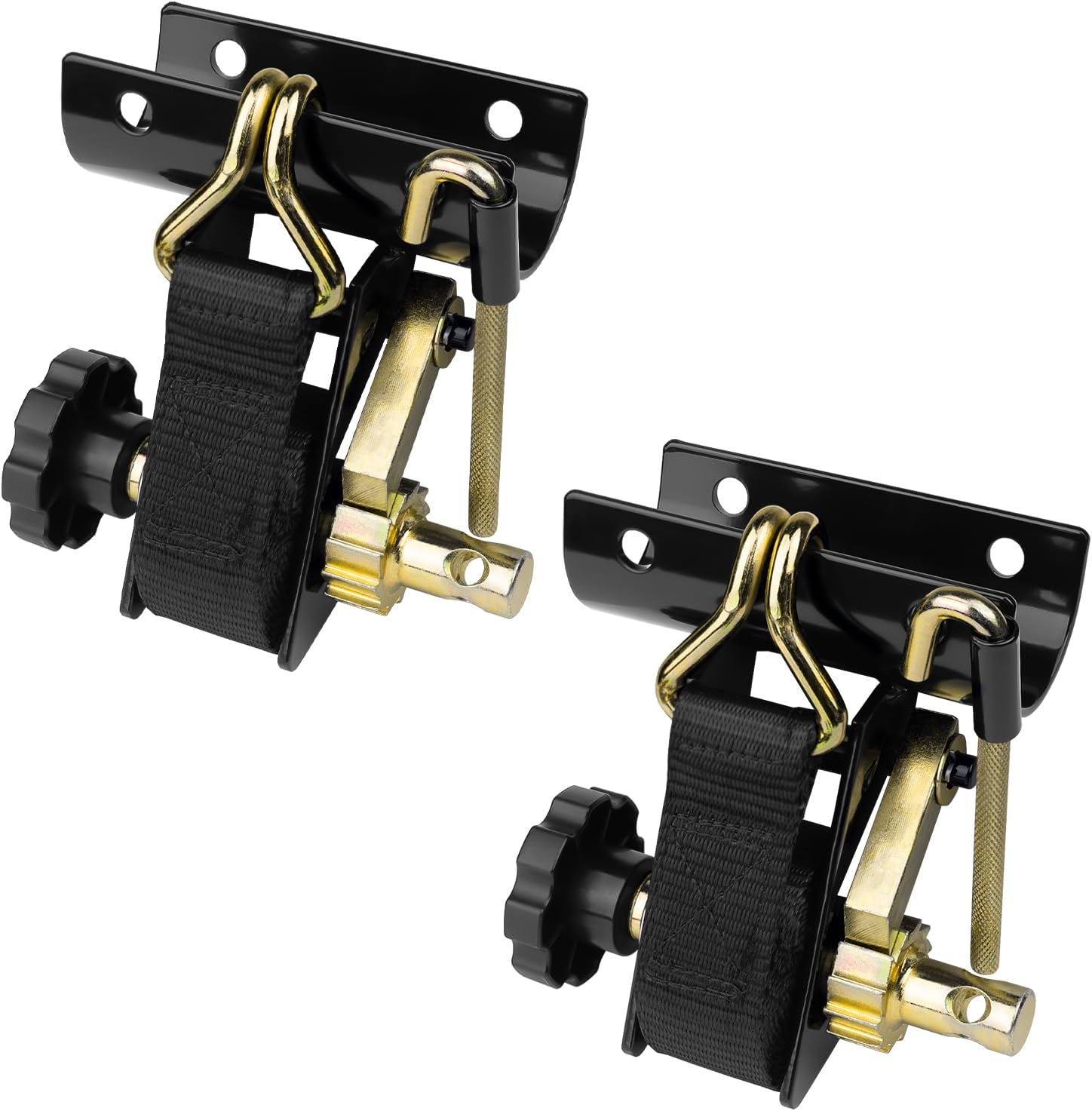 Donext 2PC Heavy Duty Ratchet Tie Down Straps with Double J Hooks, 7.5 FT Retractable, 1.5 in Wide Webbing, Static Weight Limit of 500 Lbs, for Boat Trailer, Cargo Rack, ATV, Luggage, Black