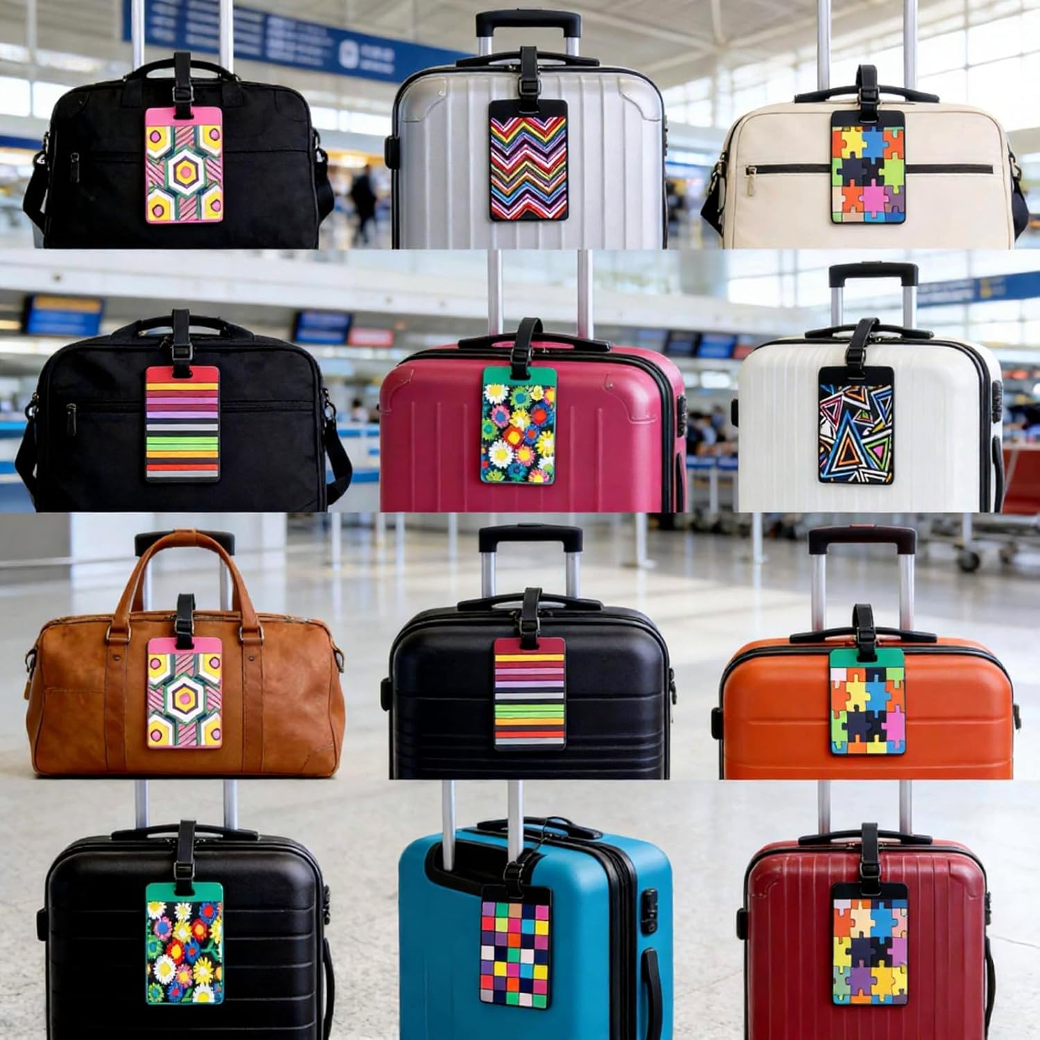 12 Pieces Luggage Tags Assorted Travel Suitcase Labels Business ID Card Holder - Image 8