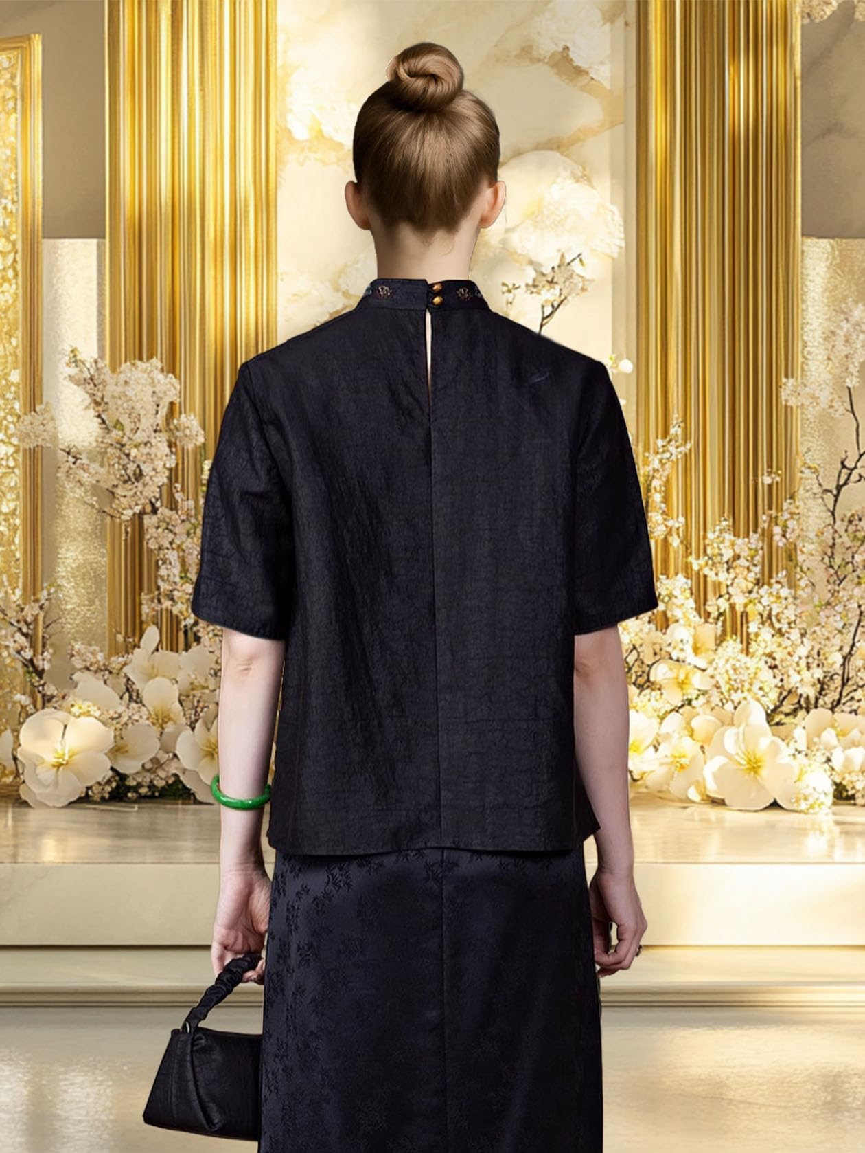 HangErFeng Blouse brodée en soie parfumée nuage 315