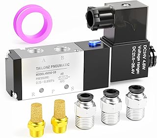 Tailonz Pneumatic 1/4"NPT Solenoid Valve 4V210-08 12V/24V/110V/220V Single Coil Pilot-Operated Electric 2 Position 5 Way Connection Type