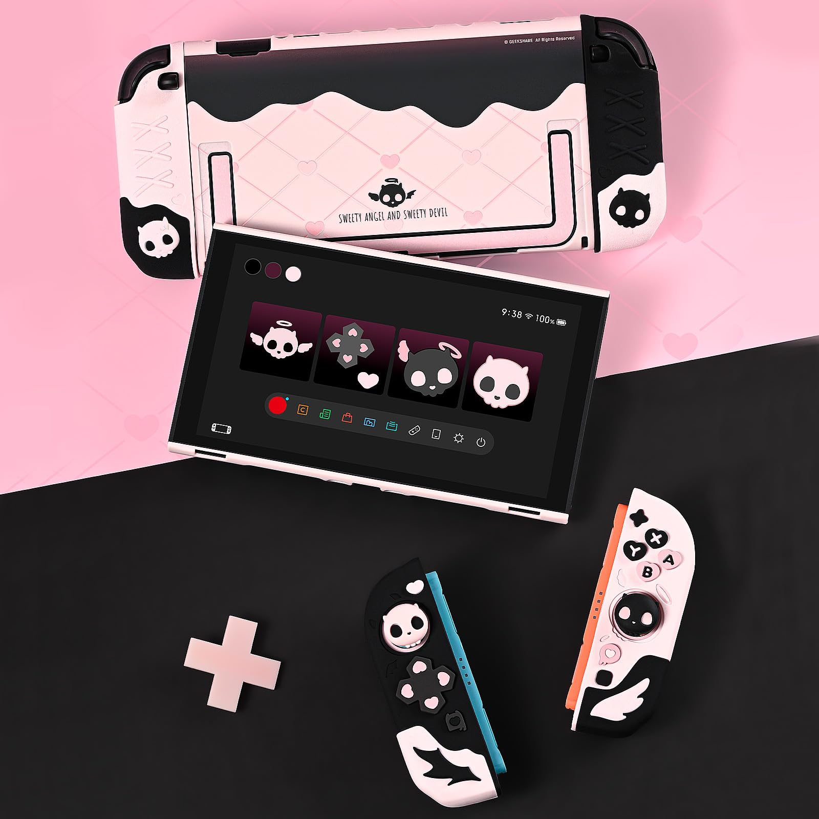 GeekShare Coque de protection en silicone compatible avec Switch 2, résistante aux rayures, coque de protection en silicone souple séparable, pour joystick avec 2 capuchons de préhension pour pouce